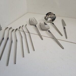 New Set Of MCM Danish Stainless Steel Serving Pieces by Arthur Salm